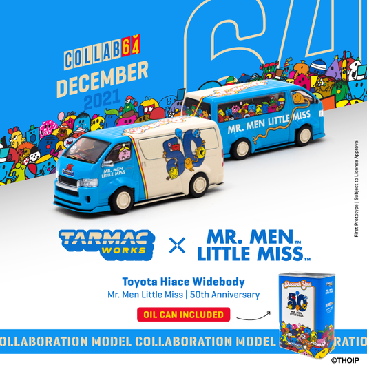 Tarmac Works 1:64 Toyota Hiace WidebodyMr. Men Little Miss 50th AnniversaryWith metal oil can*** Collaboration with Mr. Men Little Miss ***