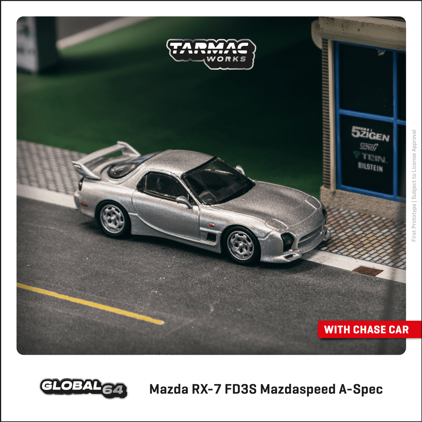 Tarmac Works 1:64 Scale Mazda RX-7 FD3S Mazdaspeed A-Spec Silver Stone Metallic
