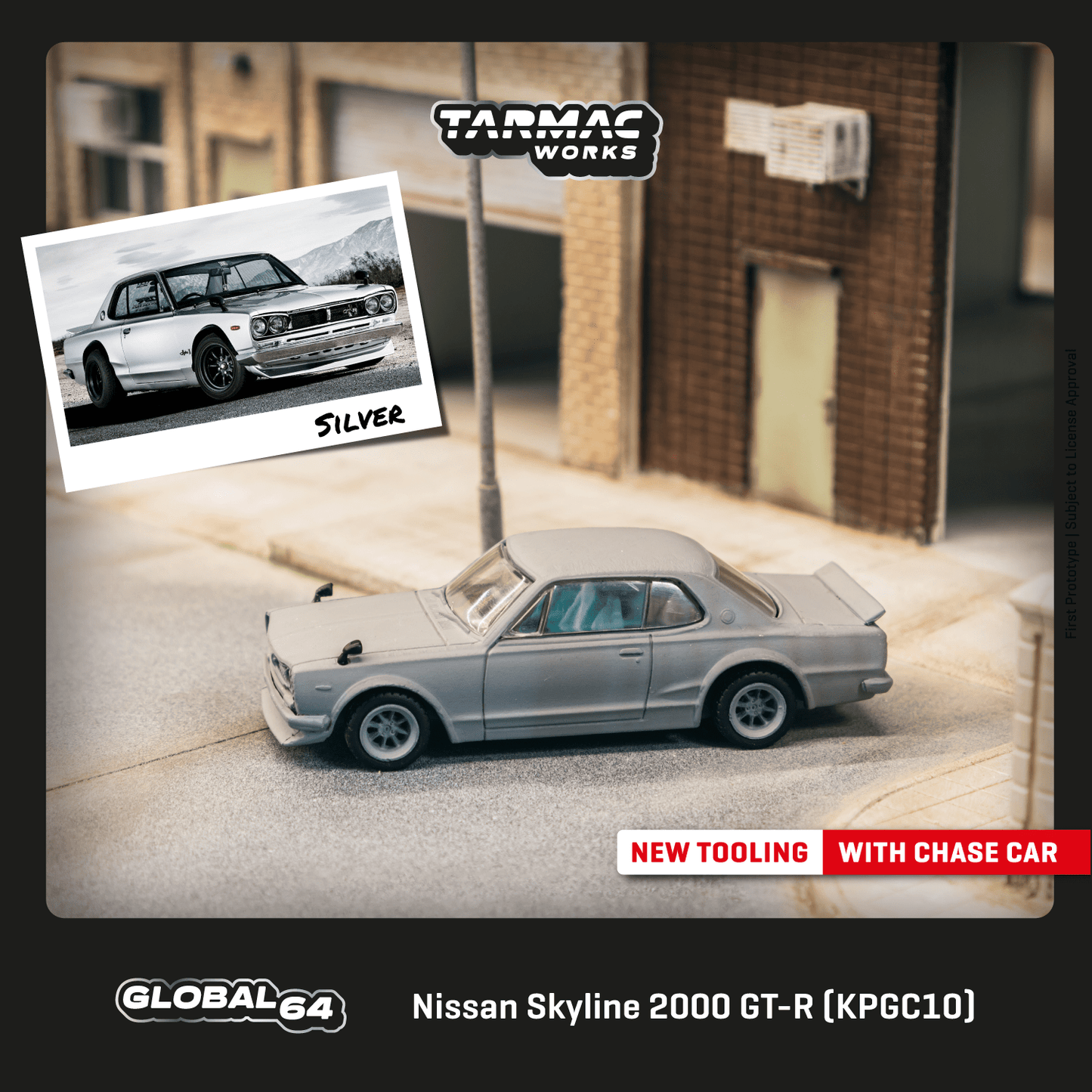 Tarmac Works 1:64 Scale Nissan Skyline 2000 GT-R (KPGC10) Silver