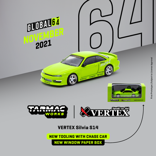 Tarmacworks x VERTEX Nissan Silvia S14
Light Green Tarmacworks