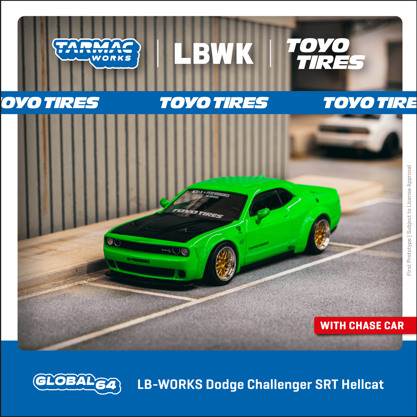 Tarmac Works LB-WORKS Dodge Challenger SRT Hellcat Green Metallic
