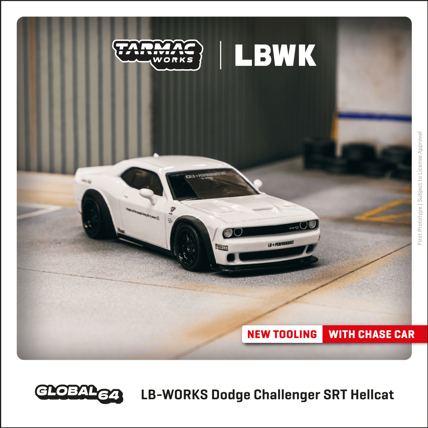 Tarmac Works LB-WORKS Dodge Challenger SRT Hellcat White White Lamley Special