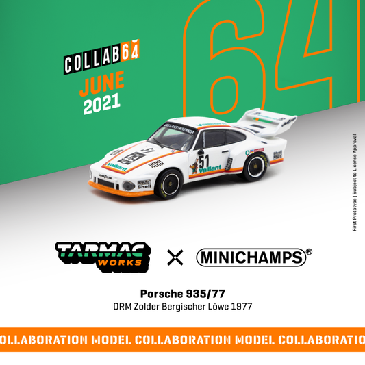 Tarmac Works x Minichamps Porsche 935/77 
DRM Zolder Bergischer Löwe 1977 #51
