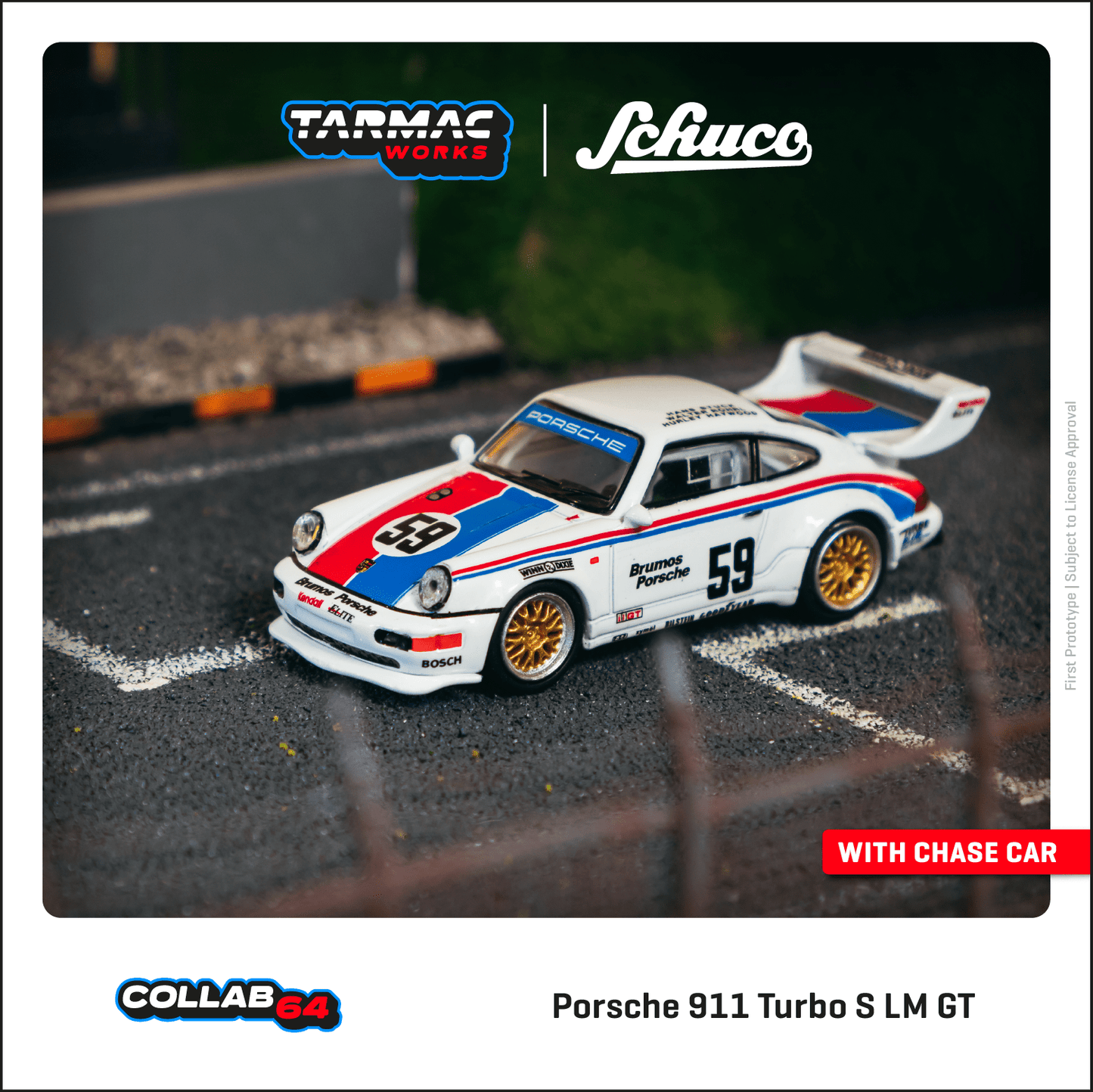 Tarmac Works X Schuco Porsche 911 Turbo S LM GT 12H Sebring 1993 #59