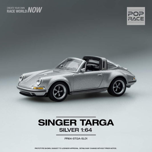Pop Race 1:64 Scale Porsche 911 (964) Singer Targa Silver