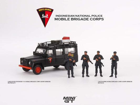 MINI GT #522 1/64 Land Rover Defender 110 Mobile Brigade Corps (KORPS BRIMOB) -EMS Exclusive