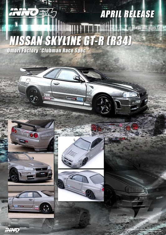 Inno64 Nissan Skyline GT-R (R34) Omori Factory "Clubman Race Spec"